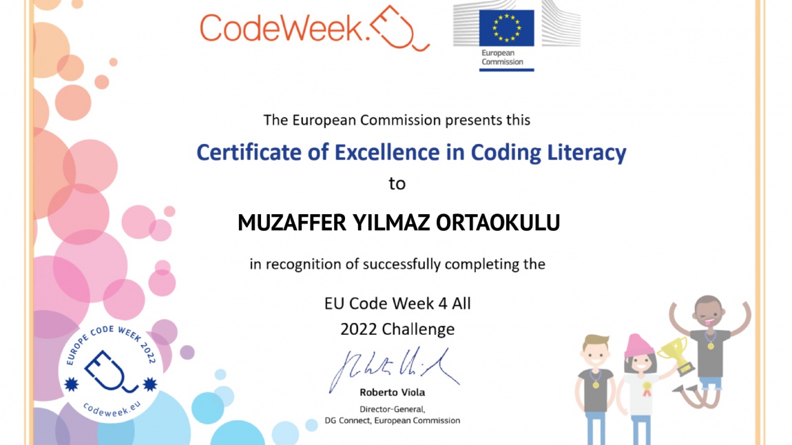 Okulumuz 2. Kez CodeWeek Mükemmellik Sertifikası Kazandı
